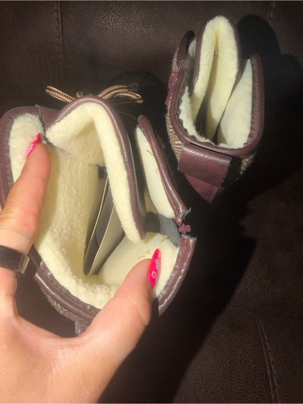Women’s Burgundy and Black Waterproof Winter Boots